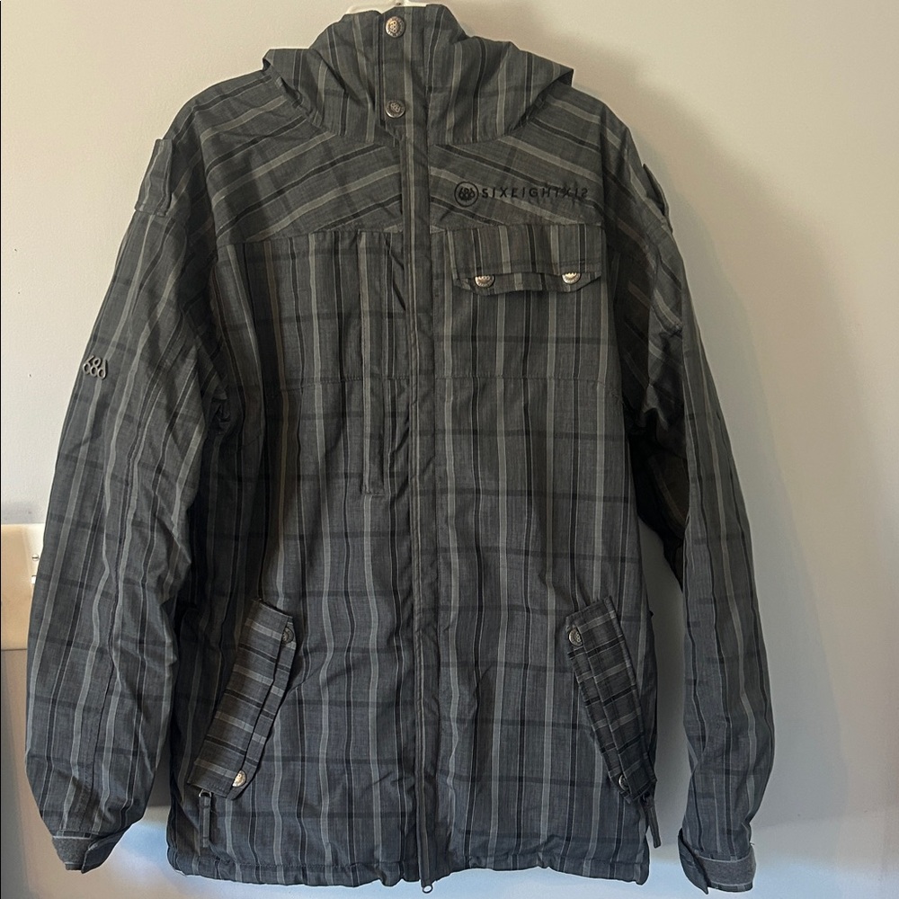 Men's Gray Plaid Snow Jacket